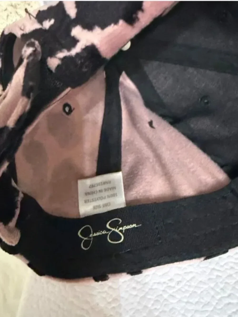 Jessica Simpson Pink Black Leopard Print Baseball Cap Adjustable One Size